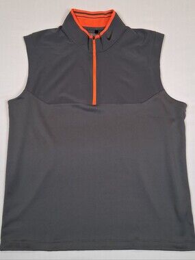 Nike Golf Tour Performance 1/4 Zip Vest 639886-021 Mens XL Grey/Orange Dri-Fit